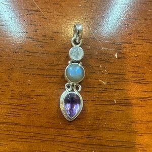 Moonstone Labradorite and Amethyst Pendant